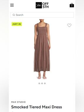 Max Studio Brown Smocked Tiered Maxi Dress